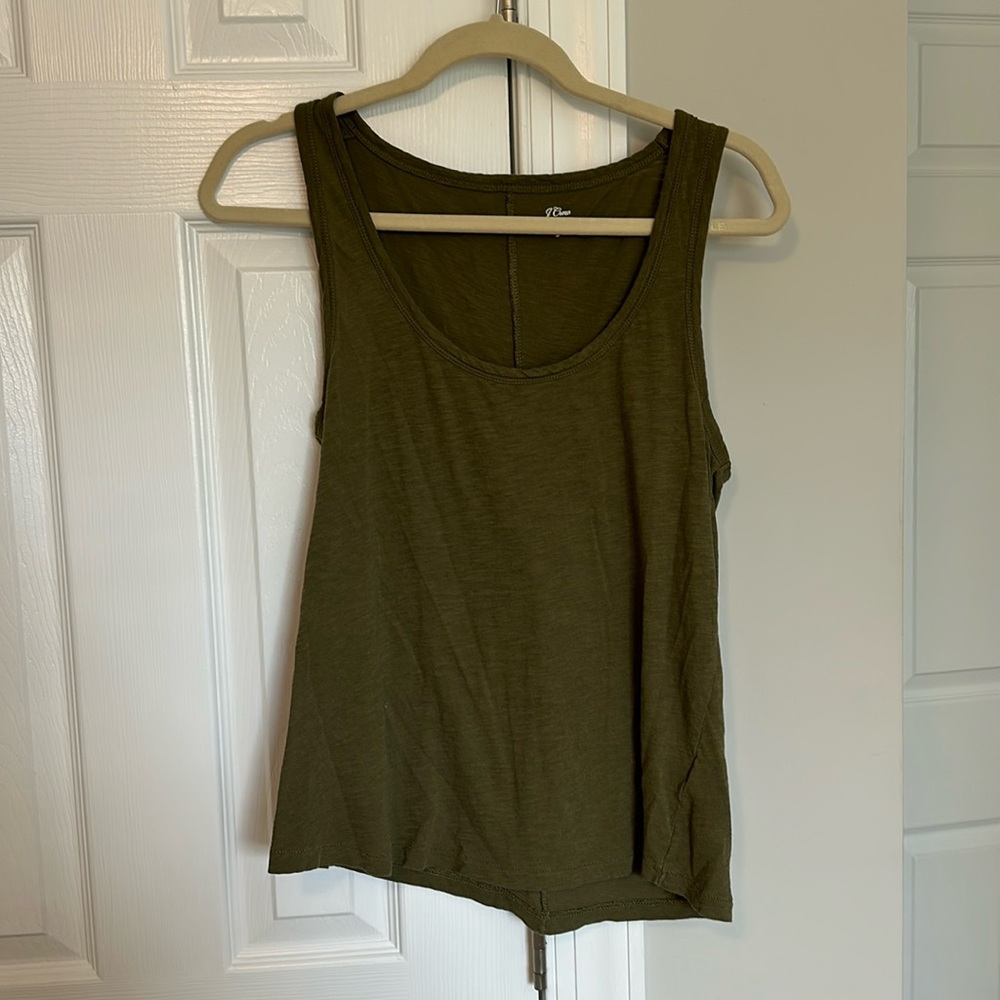 J.Crew Oversized Green Tank Top Relaxed Fit Sleeveless Casual Top